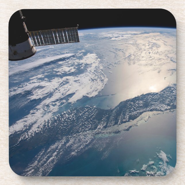 The International Spce Station Above The Atlantic Beverage Coaster (Front)