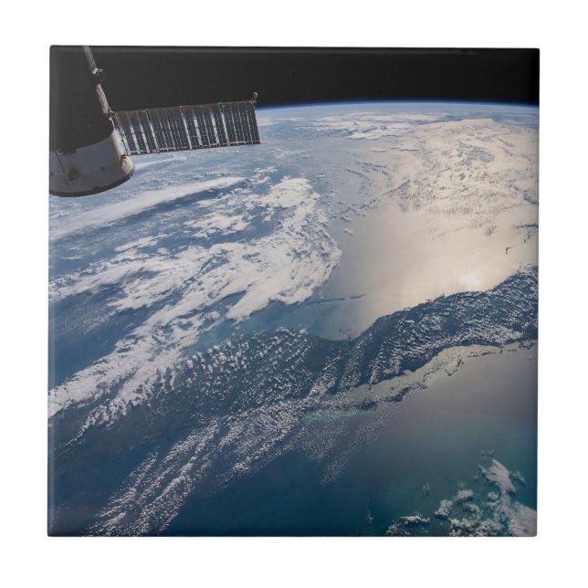 The International Spce Station Above The Atlantic Ceramic Tile (Front)