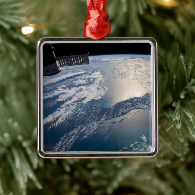 The International Spce Station Above The Atlantic Metal Ornament (Tree)