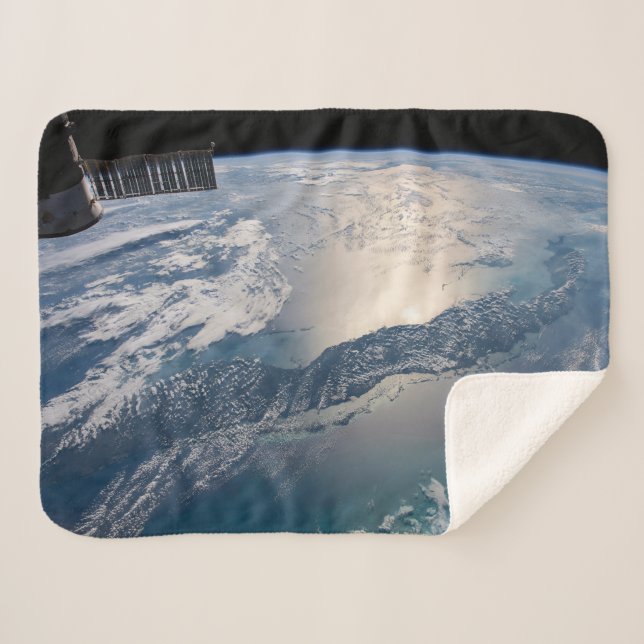 The International Spce Station Above The Atlantic Sherpa Blanket (Front (Horizontal))