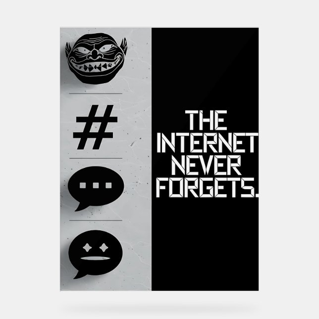 The Internet Never Forgets Digital Warning Acrylic Sign (Front)