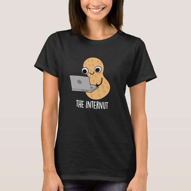 The Internut Funny Internet Peanut Pun Dark BG T-Shirt (Front)