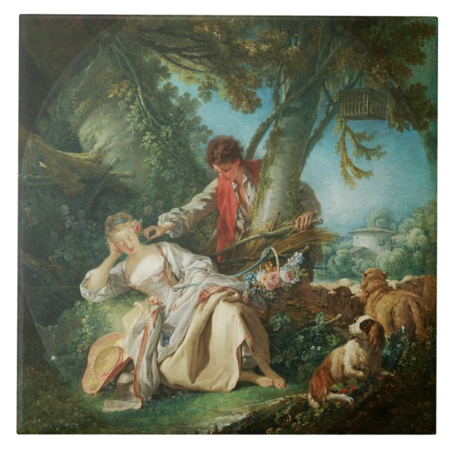 The Interrupted Sleep by François Boucher  Ceramic Tile (Front)