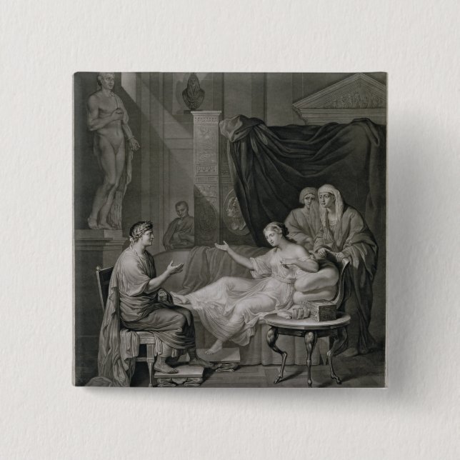 The Interview of Augustus and Cleopatra, engraved Pinback Button (Front)