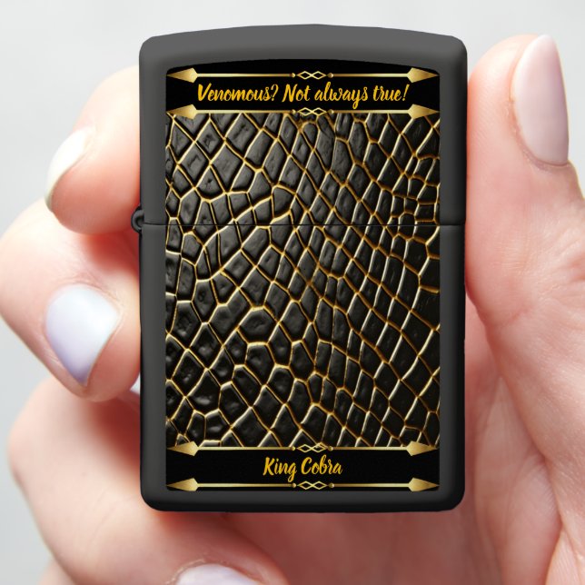 The intricate texture of a poisonous snake's skin zippo lighter (In Hand)