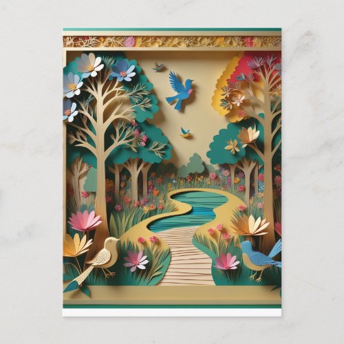 The Intricately detailed gold colour 3d paper patc Postcard