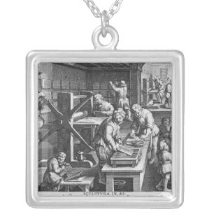 The Invention of Copper Engraving Silver Plated Necklace