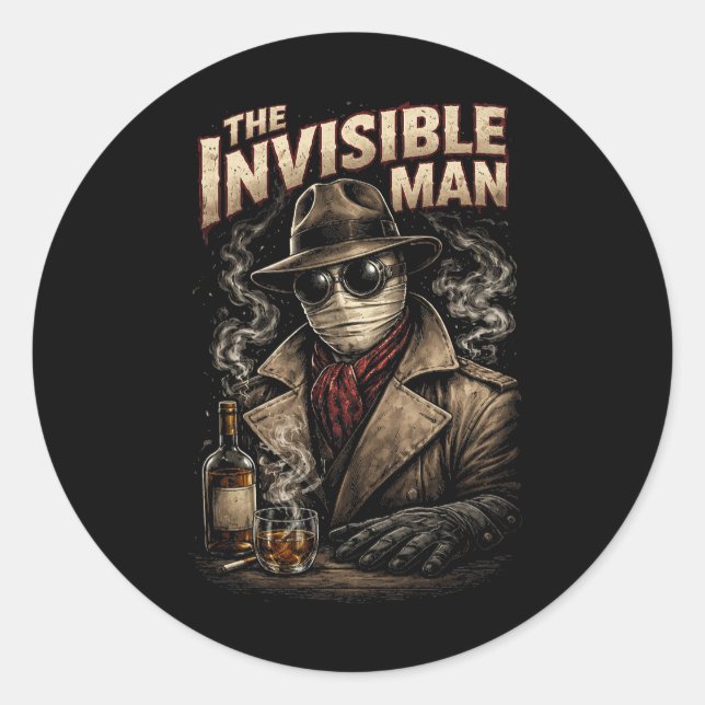 The Invisible Man Classic Round Sticker (Front)