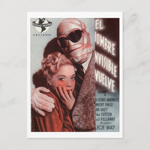 The Invisible Man Returns Film Movie 1940 Vintage Postcard