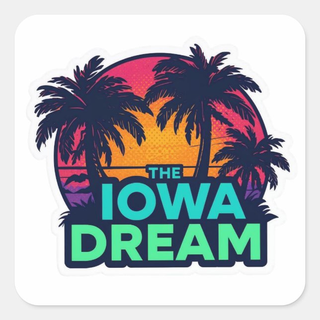 The Iowa Dream American Retro Summer Square Sticker (Front)