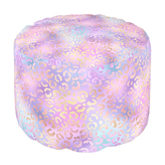 The Iridescent Leopard Series Design 11 Pouf (Angled Front)