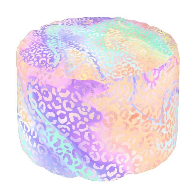 The Iridescent Leopard Series Design 3  Pouf (Angled Front)