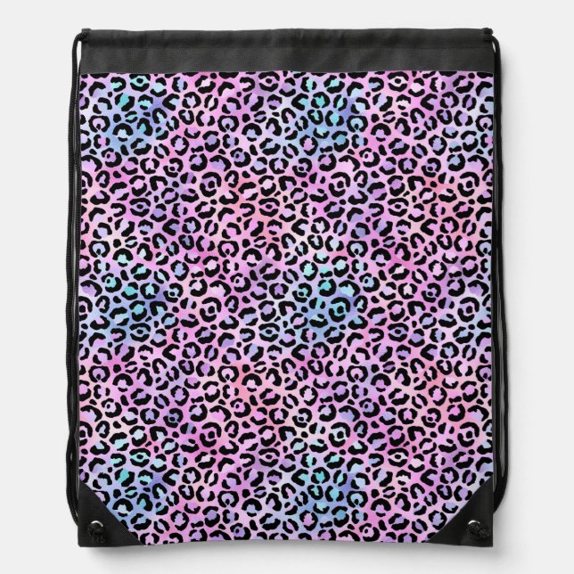 The Iridescent Leopard Series Design 4 Drawstring Bag (Front)