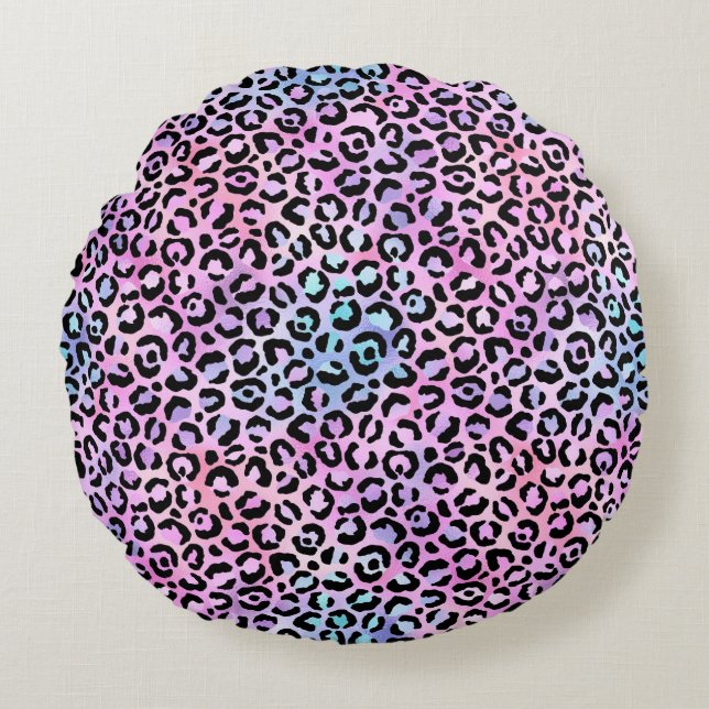 The Iridescent Leopard Series Design 4 Round Pillow (Front)
