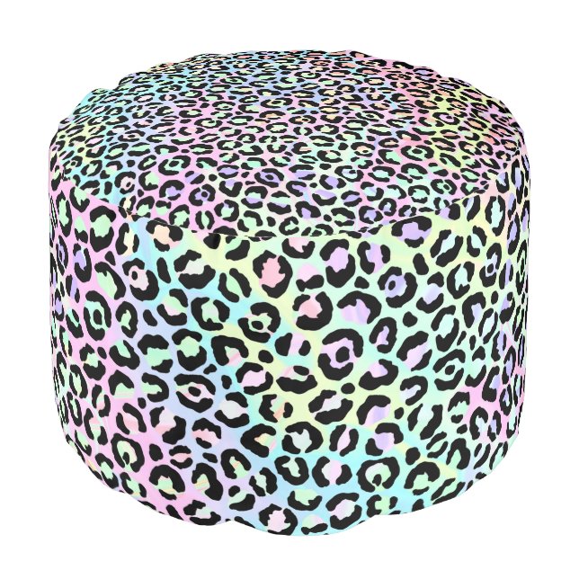 The Iridescent Leopard Series Design 5 Pouf (Angled Front)
