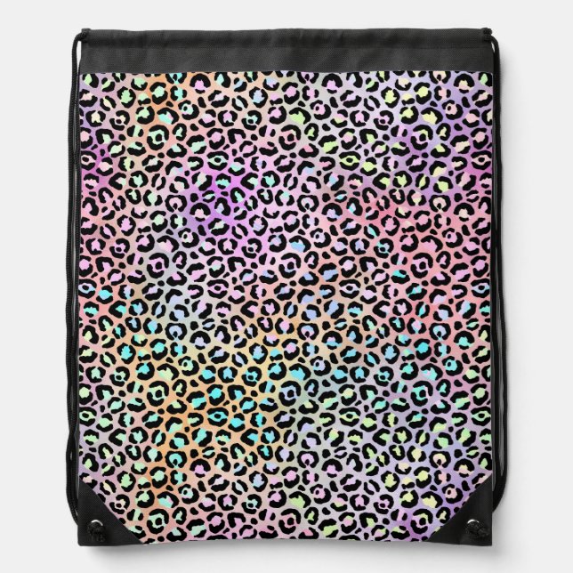 The Iridescent Leopard Series Design 6 Drawstring Bag (Front)