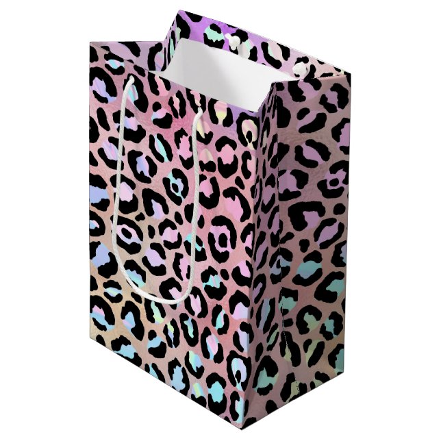 The Iridescent Leopard Series Design 6 Medium Gift Bag (Front Angled)