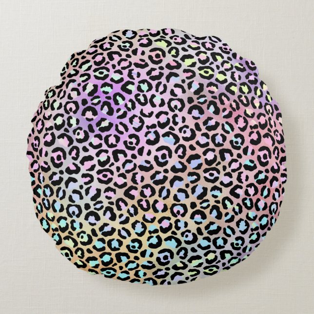 The Iridescent Leopard Series Design 6 Round Pillow (Front)