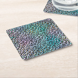 The Iridescent Leopard Series Design 8 Square Paper Coaster