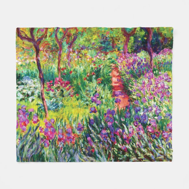 The Iris Garden at Giverny by Claude Monet Fleece Blanket (Front (Horizontal))