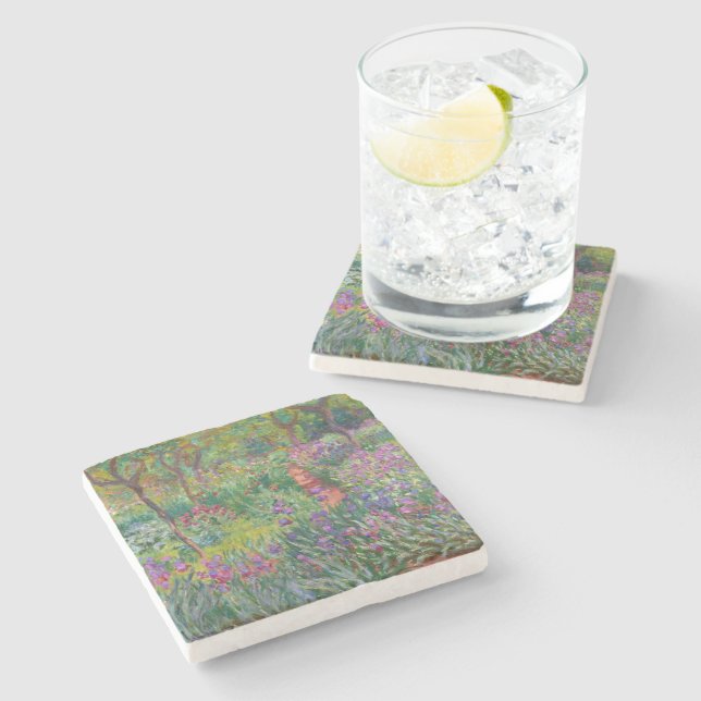 The Iris Garden At Giverny By Claude Monet  Stone Coaster (Side)