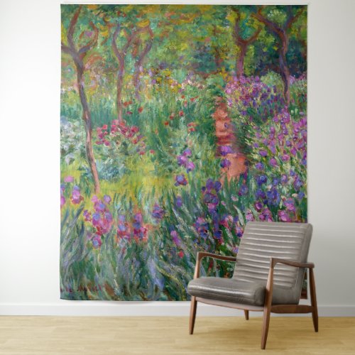 The Iris Garden At Giverny By Claude Monet  Tapestry
