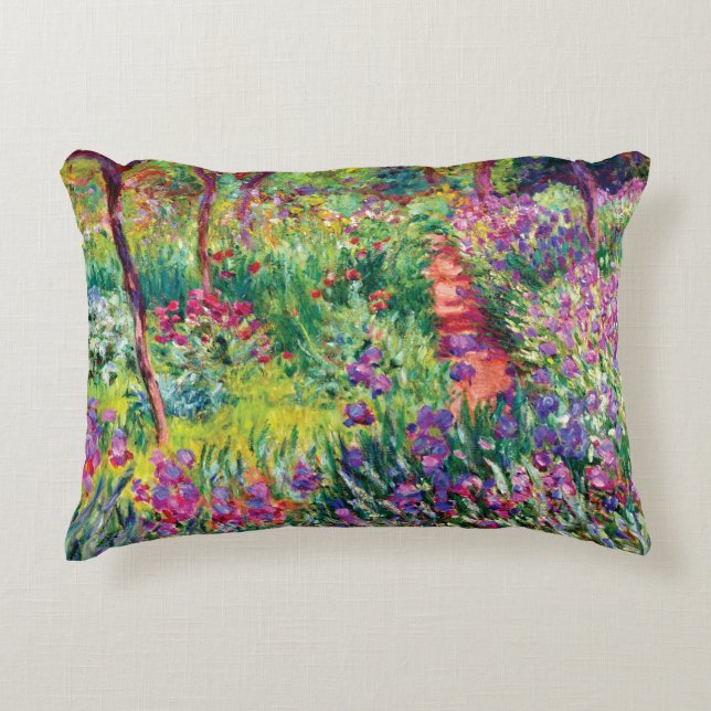 The Iris Garden by Claude Monet Decorative Pillow (Front)