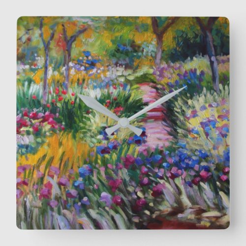 The Iris Garden by Claude Monet Square Wall Clock