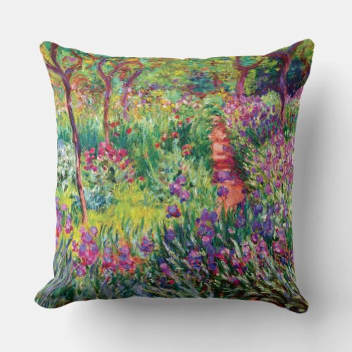 The Iris Garden by Claude Monet Throw Pillow