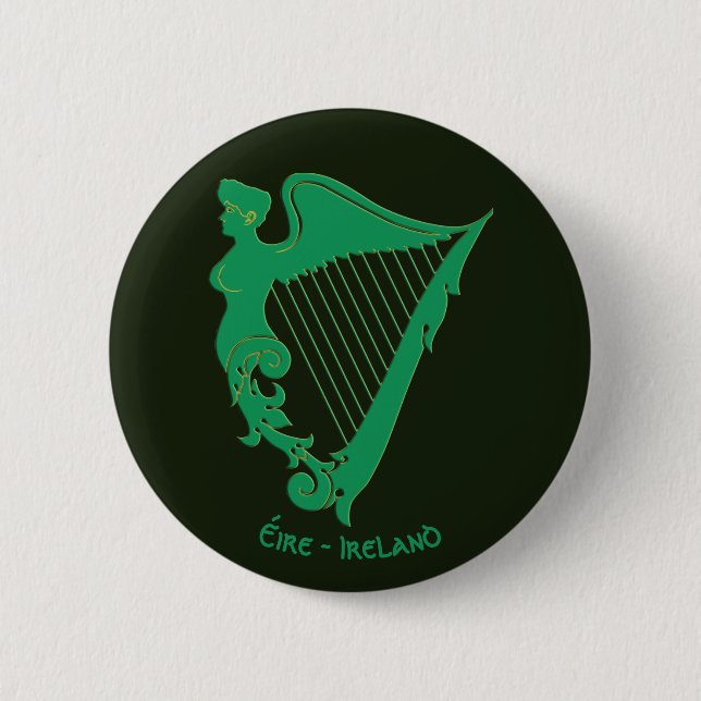 The Irish harp - a symbol of Ireland Button (Front)