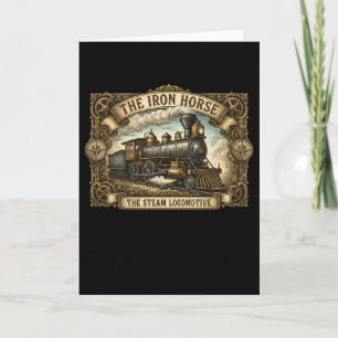 The Iron Horse Steam Locomotive Vintage Train Art Card