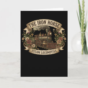 The Iron Horse Steam Locomotive Vintage Train Art Card