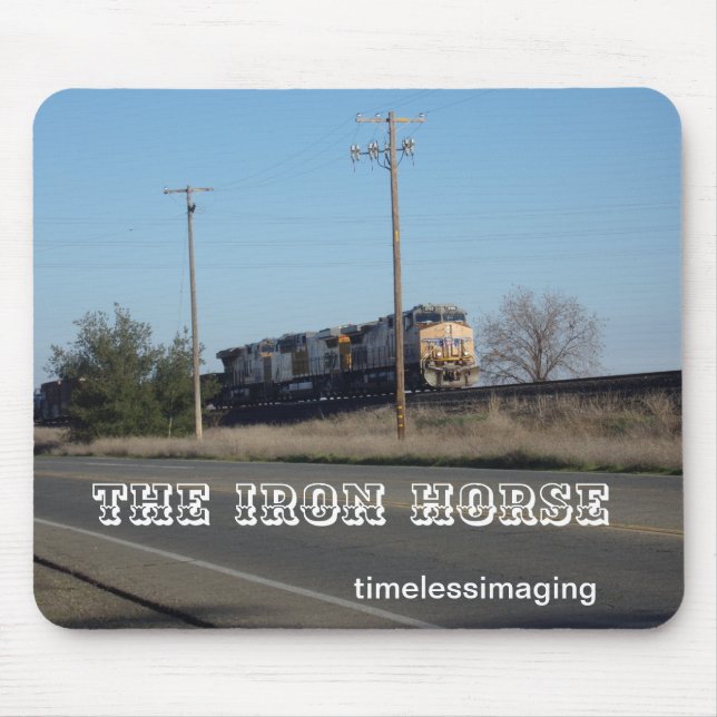 The Iron Horse with Train Locomotive mouse pad.  Pad (Front)