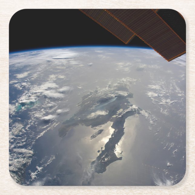 The Island Of Hispaniola With Sunglin Square Paper Coaster (Front)