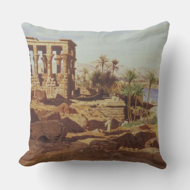The Island of Philae, 1866 (w/c) Throw Pillow (Front)