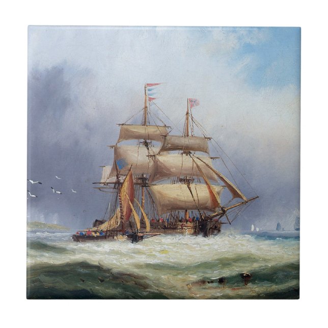 The Isle of Wright pilot boat 1887 Ceramic Tile (Front)