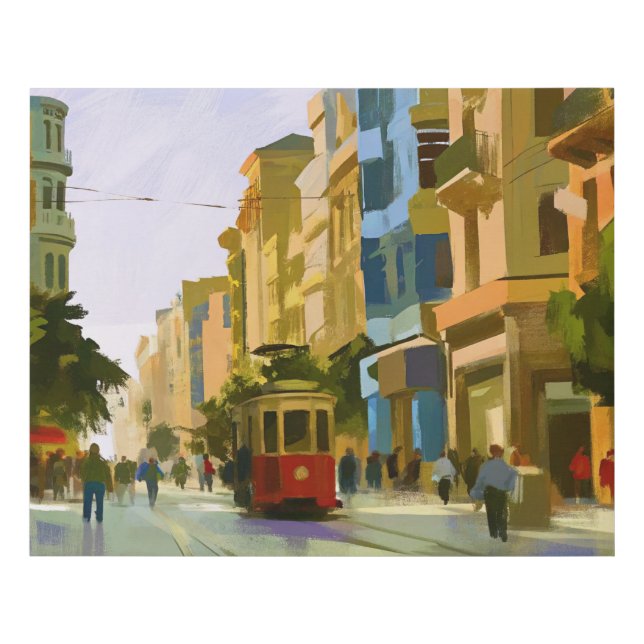 The Istanbul nostalgic tramway Faux Canvas Print (Front)