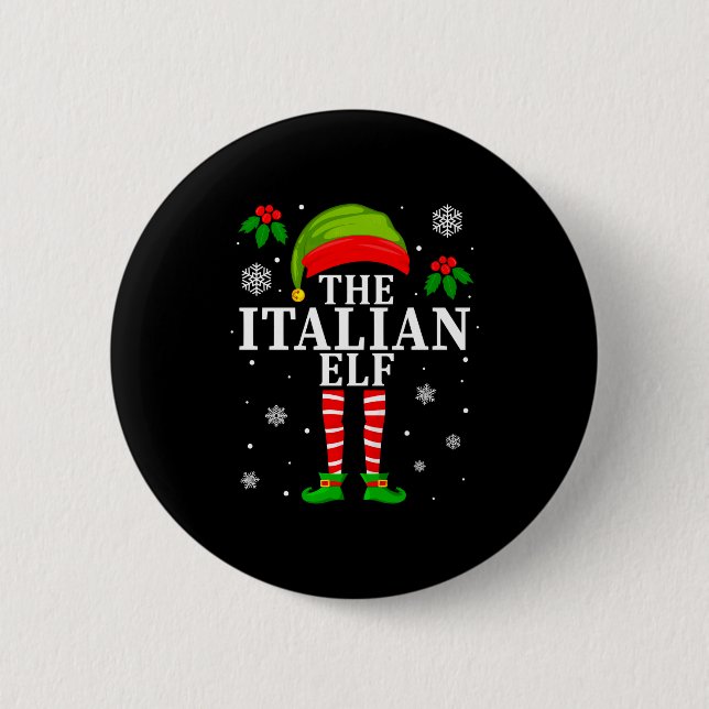 The Italian Elf Family Matching Christmas Pajama L Button (Front)