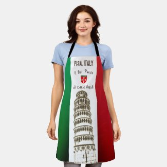 The Italian Flag And The Tower of Pisa