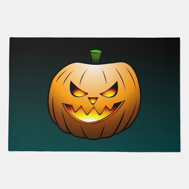 The Jack O'lantern is lit and burning brightly Doormat (Front)