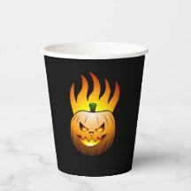 The Jack O'lantern is lit and burning brightly