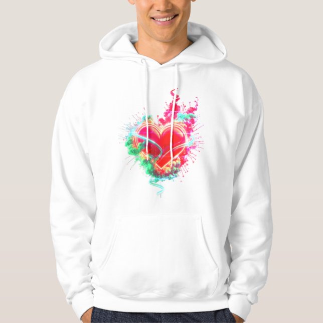 The Jaded Heart on a Cozy Long Sleeve White Hoodie (Front)