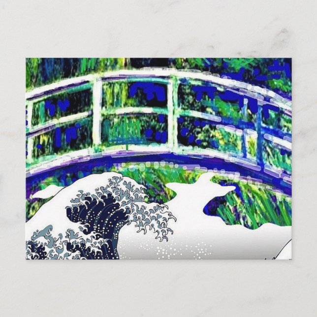 The Japanese Bridge, The Wave, Fine Art Parody Postcard (Front)