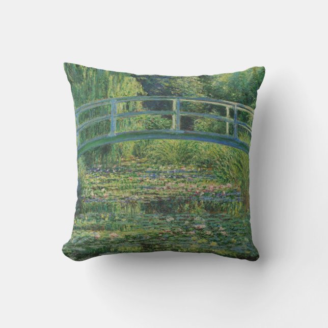 The Japanese Bridge (Water-Lily Pond), Monet Throw Pillow (Front)