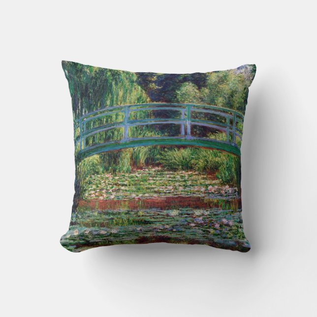 The Japanese Bridge (Water-Lily Pond), Monet Throw Pillow (Front)