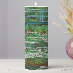 The Japanese Footbridge by Claude Monet Pillar Candle
