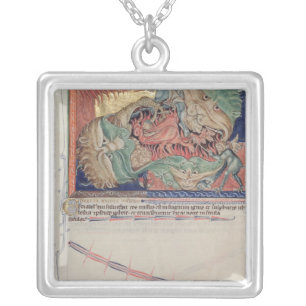 The jaws of Hell swallowing the red dragon Silver Plated Necklace