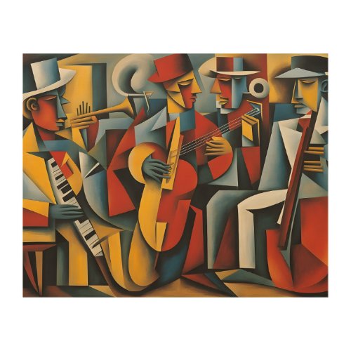 The jazz band wood wall art