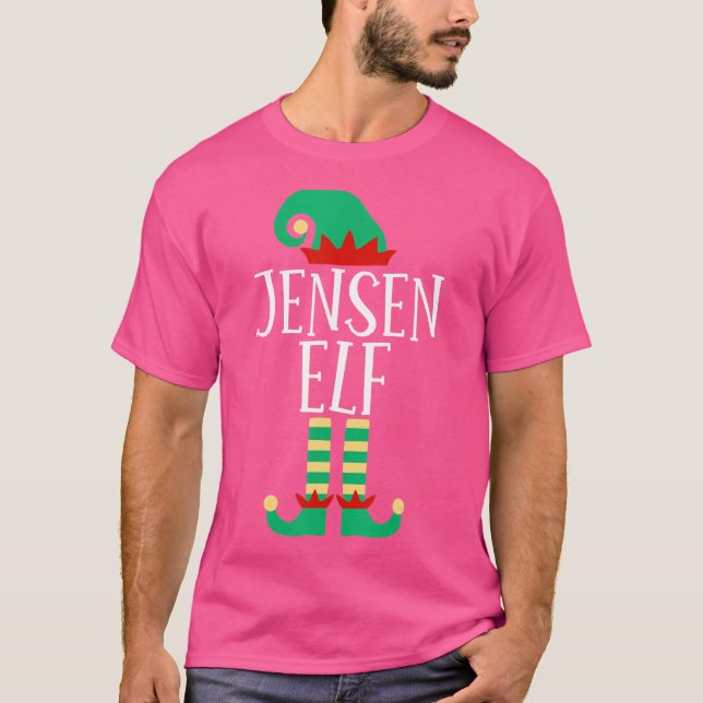 The Jensen Elf Family Matching Christmas Pajamas T-Shirt (Front)