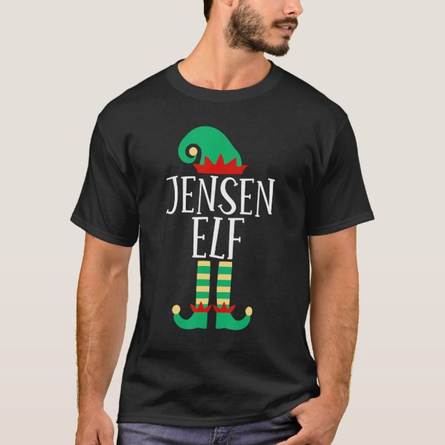 The Jensen Elf Family Matching Christmas Pajamas T-Shirt (Front)